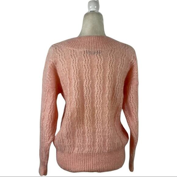 Vintage 80s Lowell & Whitney Kid Mohair Pullover Sweater Pink Size Medium - Picture 9 of 13